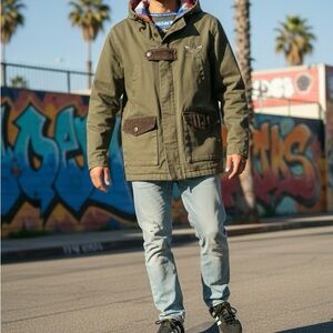 Adidas Skateboarding Jacket Olive Green Hooded Men's Size L Lightweight Utility